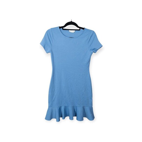 Lovers & Friends Sky Blue Ruffle Hem Short Sleeve Dress S - Picture 1 of 8
